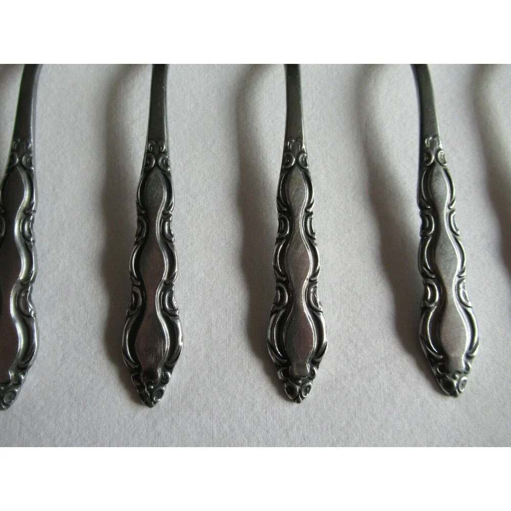 Lot of 9 National Stainless Marquee 8 Teaspoon +1 Sugar Spoon Japan Vintage 6.2